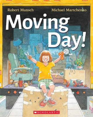 Moving Day! paperback book by Scholastic Canada featuring a colorful cover with children moving boxes and a new home scene.